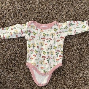 White & Floral Baby Girl Bodysuit One Piece